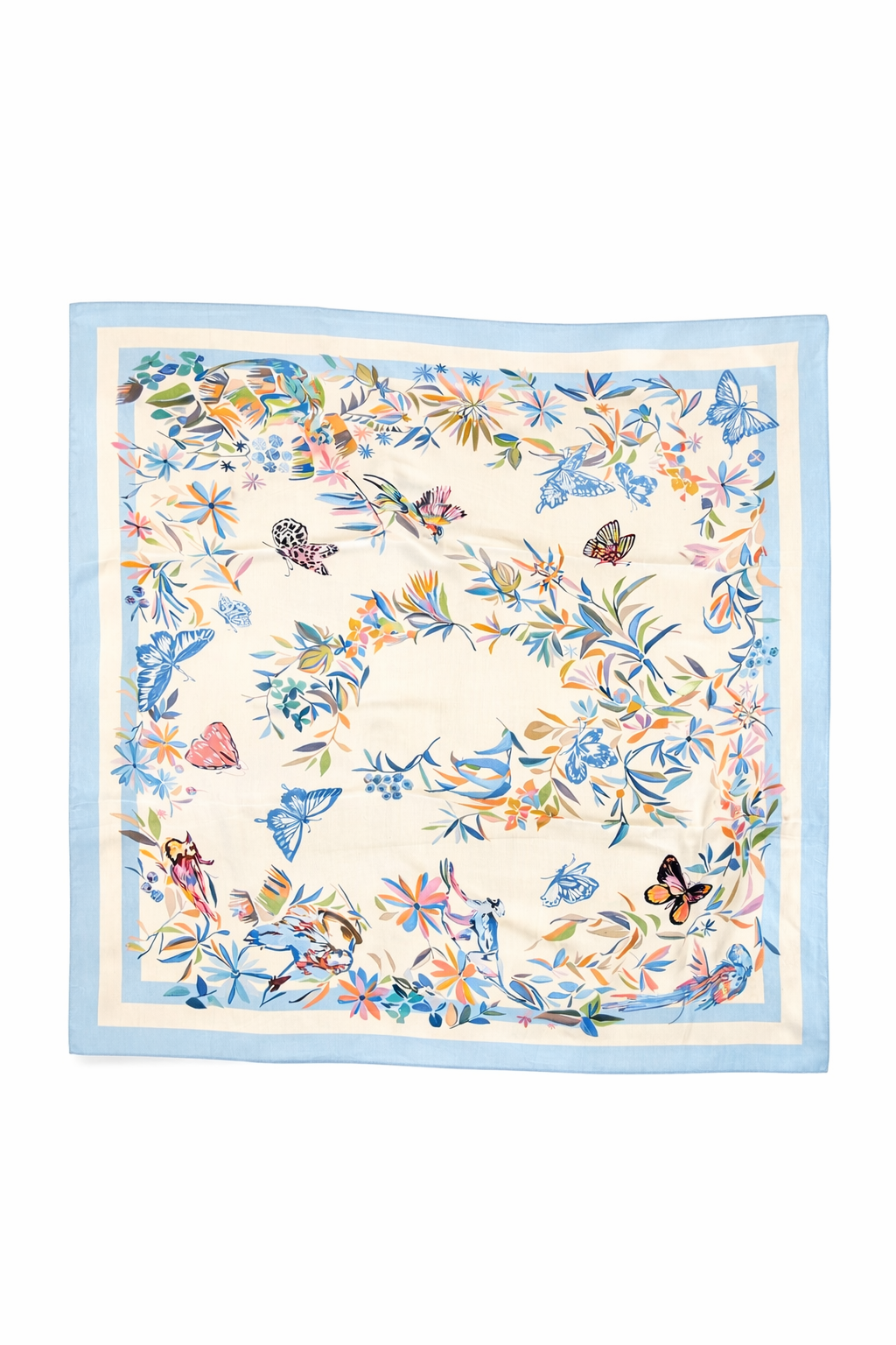 Light Blue Butterfly Silk Scarf