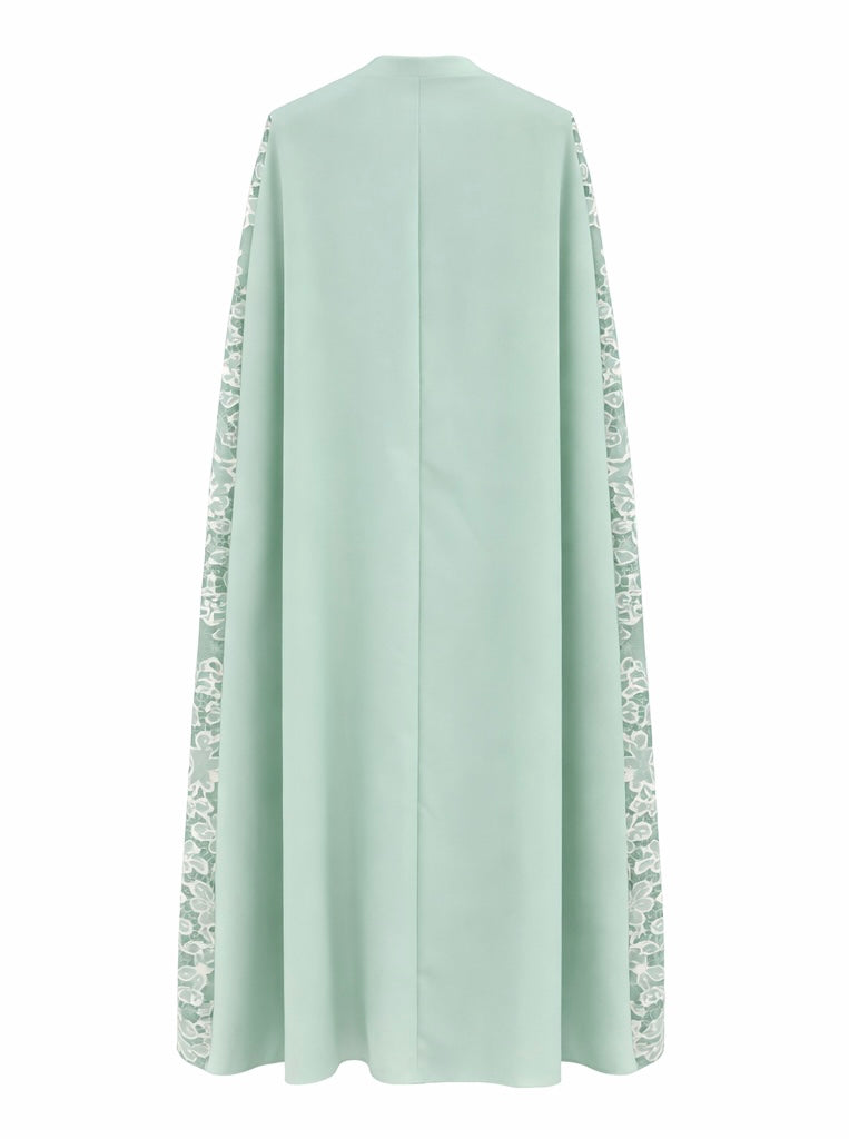 Mint Green Floral Lace Panel Kimono Cape