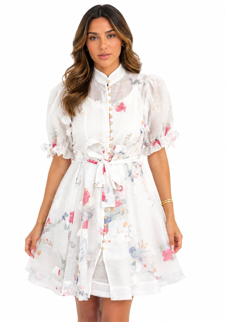 Soft Petal Sheer Mini Dress