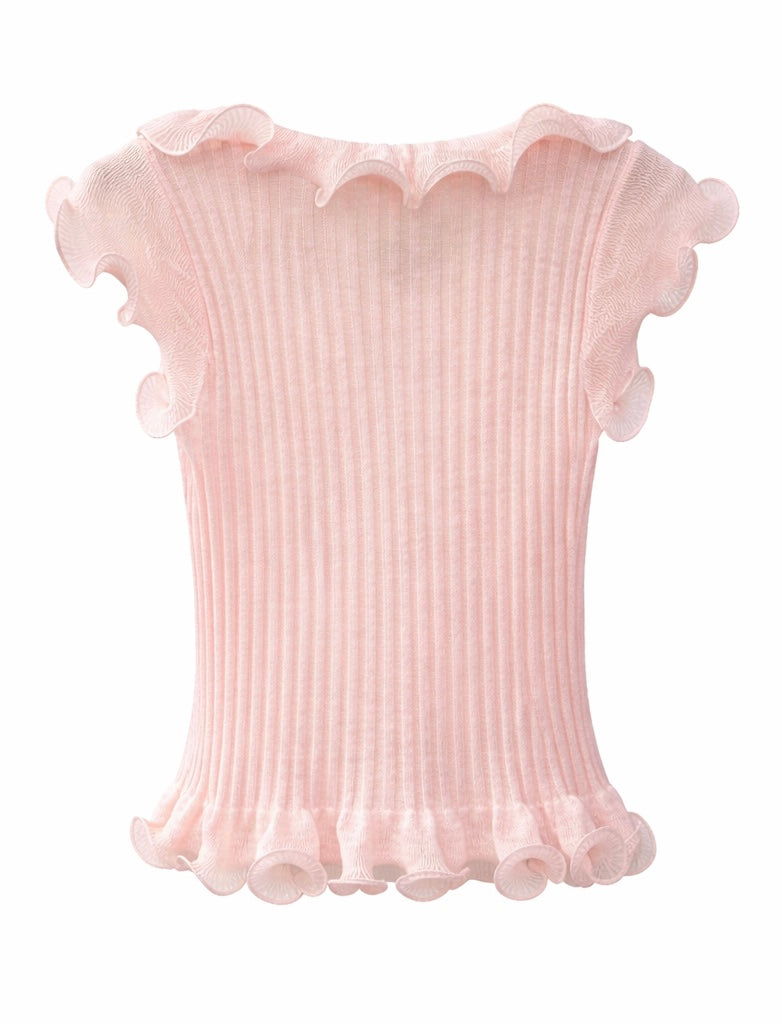 Ruffle Ribbed Knit Top