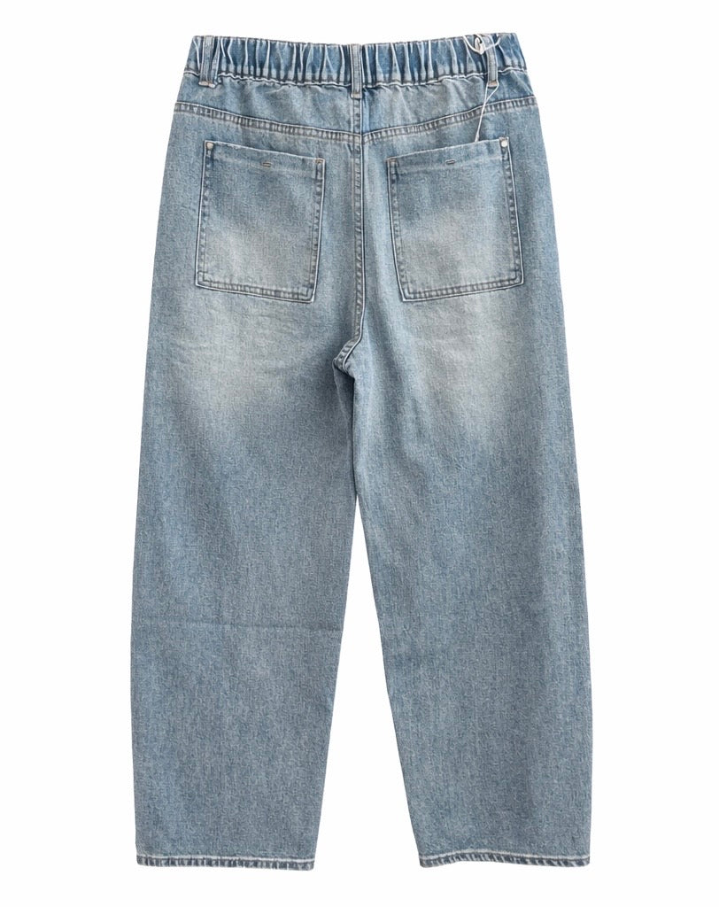Light Wash Barrel-Leg Denim Jeans