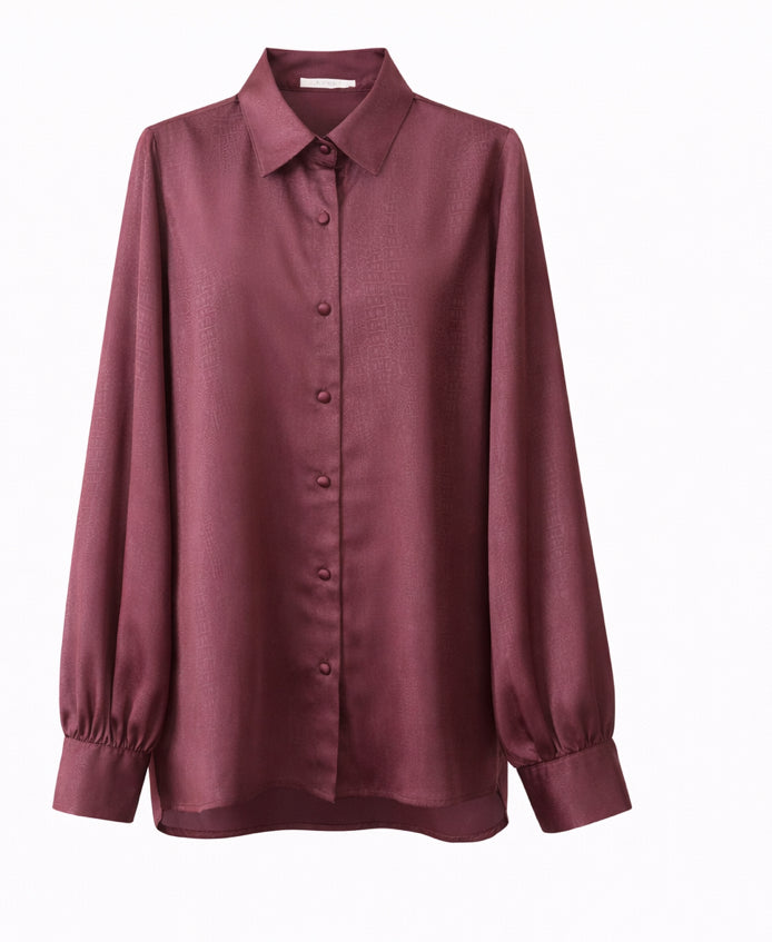 Classic wine Long-Sleeve Silk Set Wine