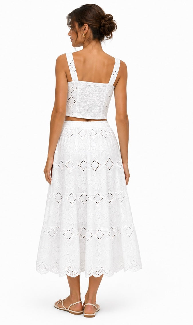 Summer Eyelet Set ( Green , White , Black , Cream , Powder Pink , Blue )