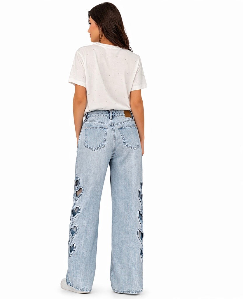 Heart Cut-Out Baggy Denim Jeans