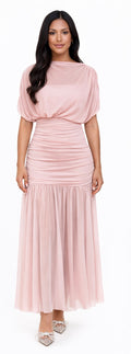 Grace Draped Maxi Dress - Light Blue , Powder Pink
