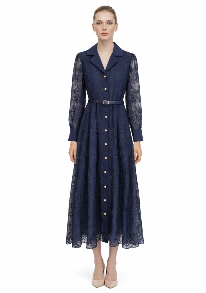 Dress Navy Broderie