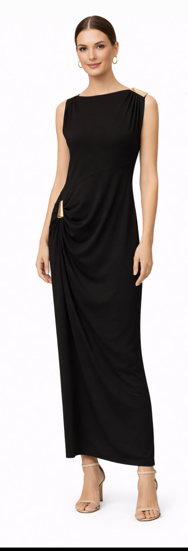 Drape One-Shoulder Dress - Black , Blue , Brown