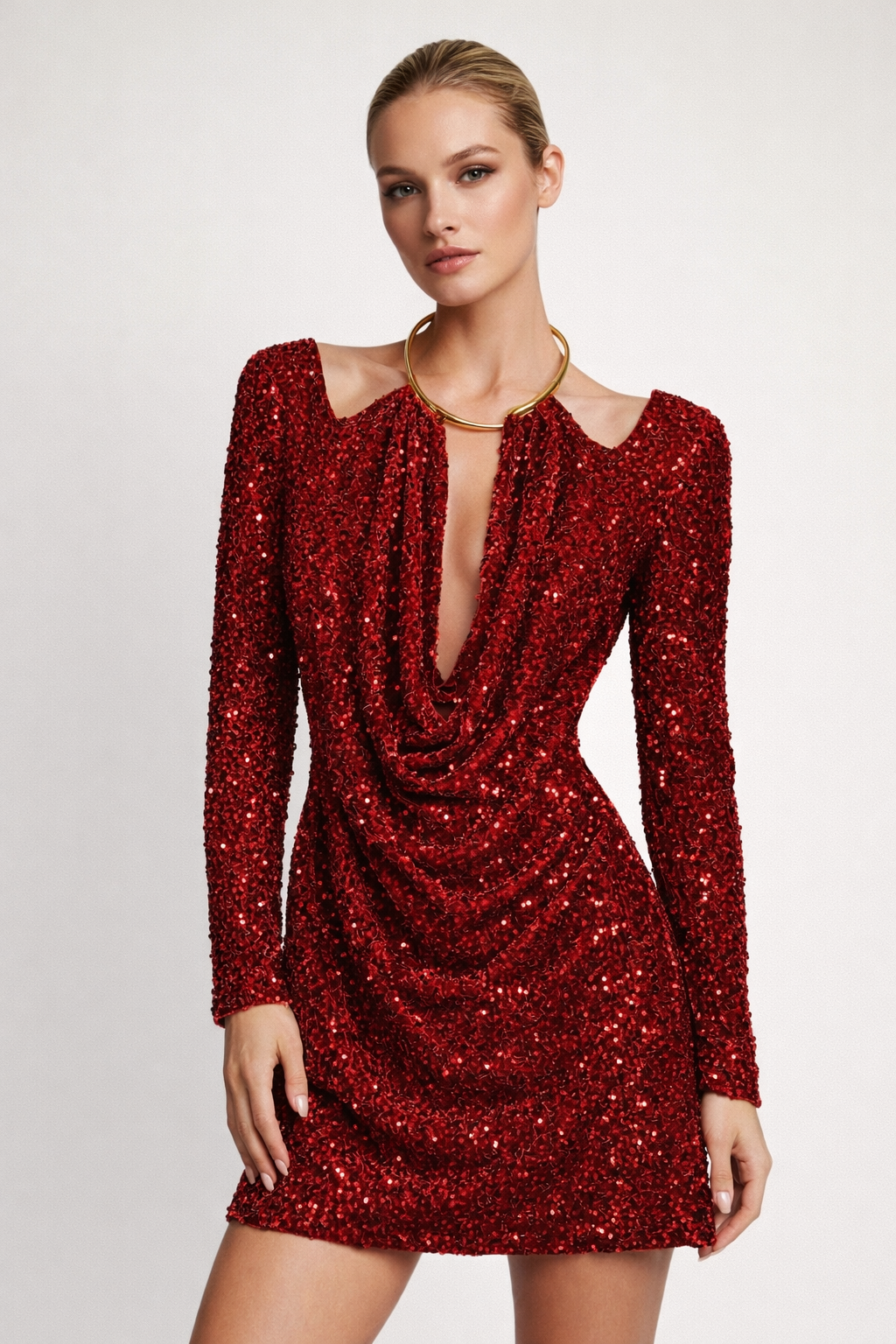 Ruby Glow Signature Sequin Dress