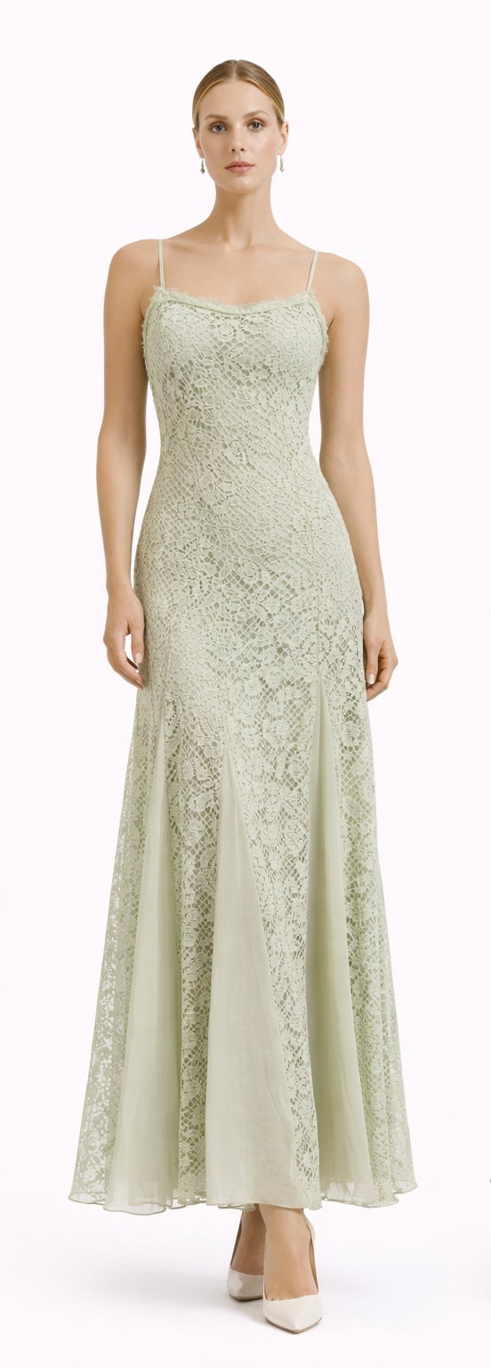 Delicate Lace Midi Dress - Butter yellow , Pistachio , White