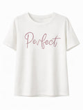 “Perfect” Script Embellished T-Shirt