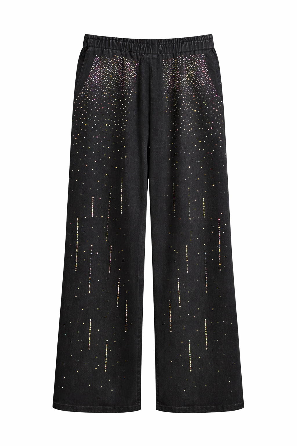 Black Rhinestone Button-Up Shirt & Palazzo Pant Set