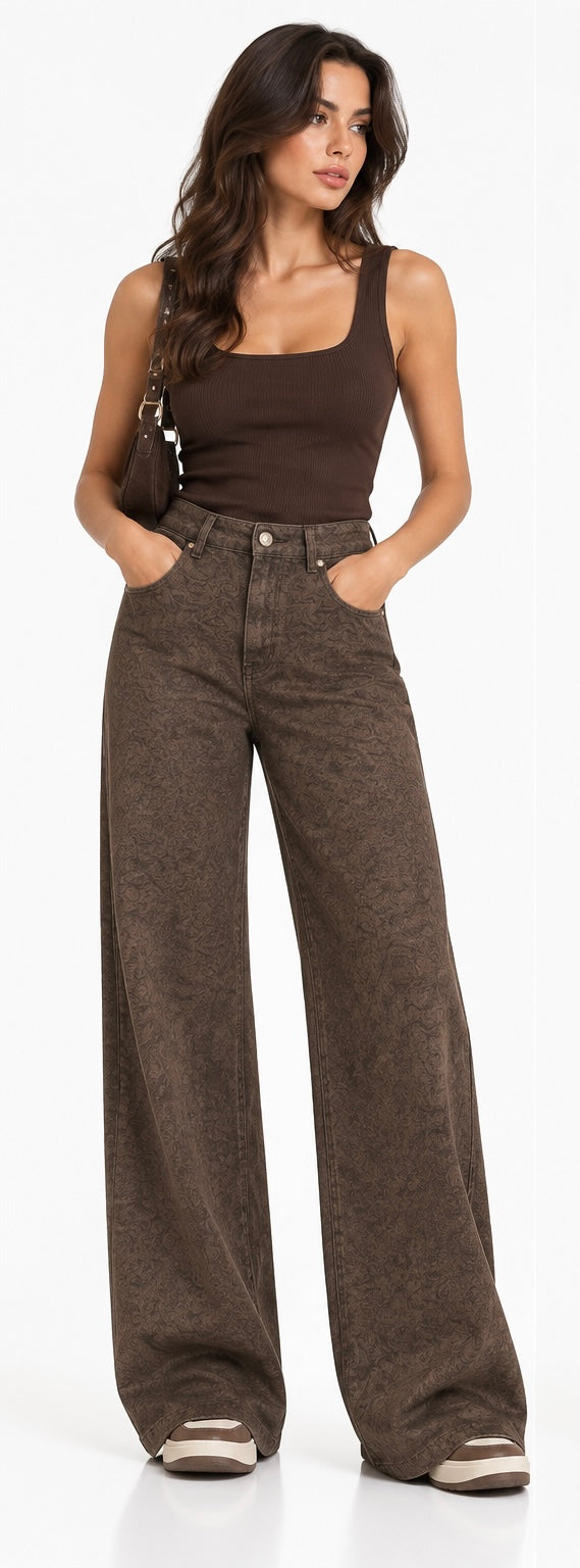 Wide-Leg Embroidered Pants