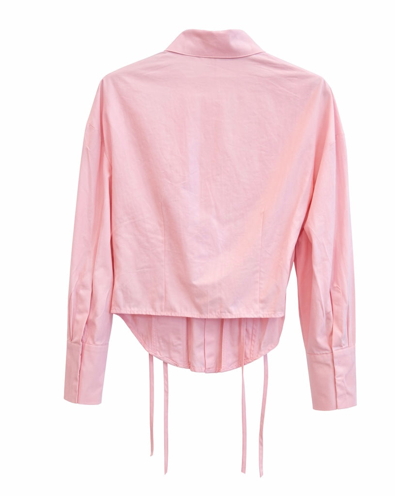 Corset Detail Shirt - Pink , Black , Beown