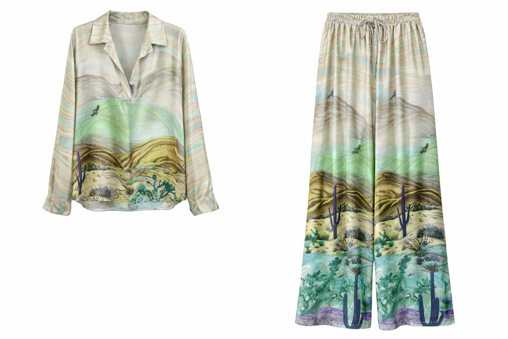 Matching Printed Silk Set