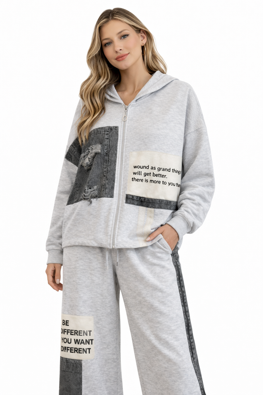 Patchwork Statement Hoodie & Pant Set