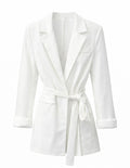 Belted Classic White Blazer