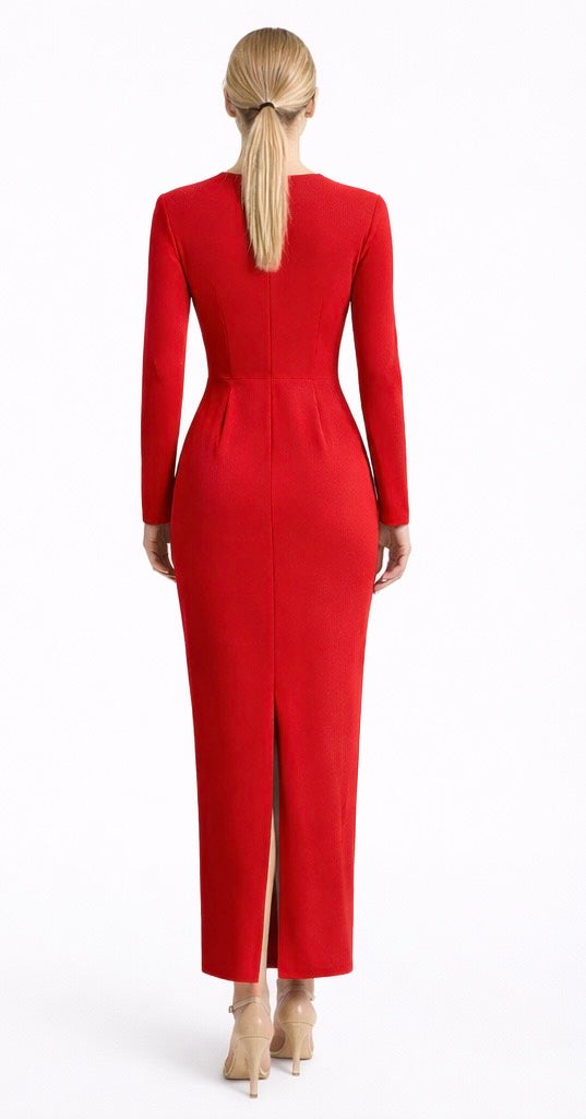 Red Signature Heart Hardware Midi Dress