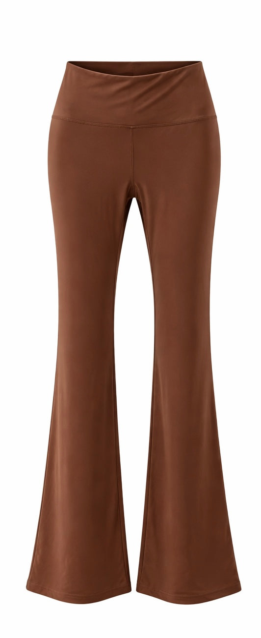 High-Waist Flared Yoga Pants – Chocolate Brown