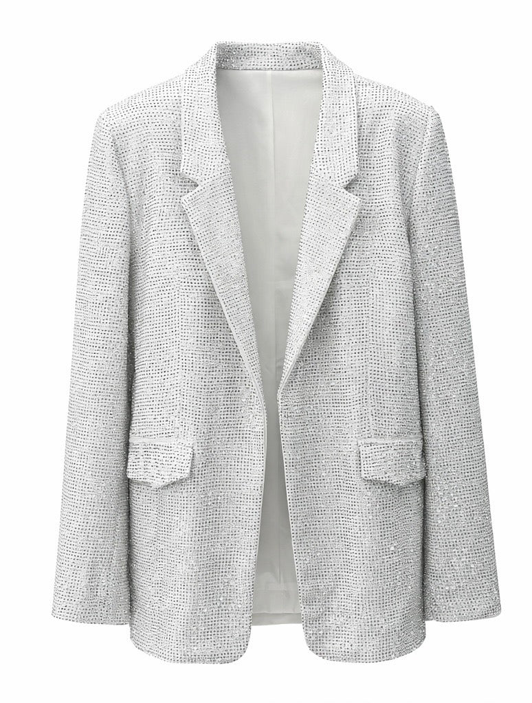 White Rhinestone Blazer