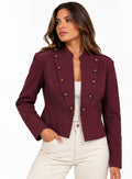 Military Chic Tailored Jacket ( Burgundy , Brown )