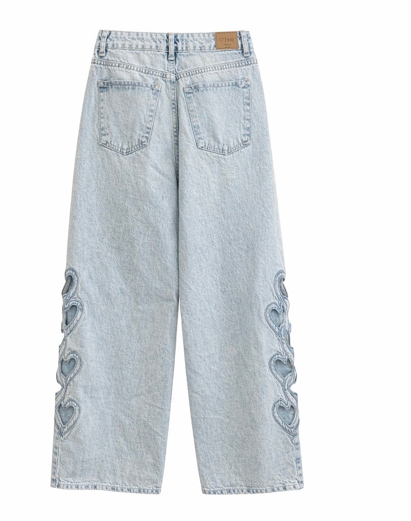 Heart Cut-Out Baggy Denim Jeans