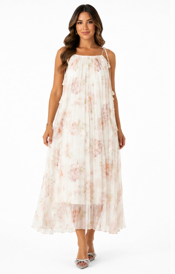 Blush Whisper Pleated Maxi Dress