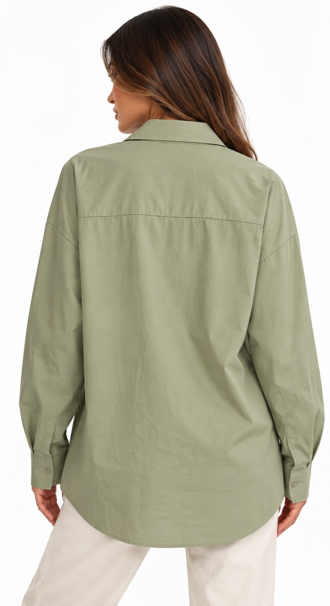Military Detail Shirt ( Brown , Green )