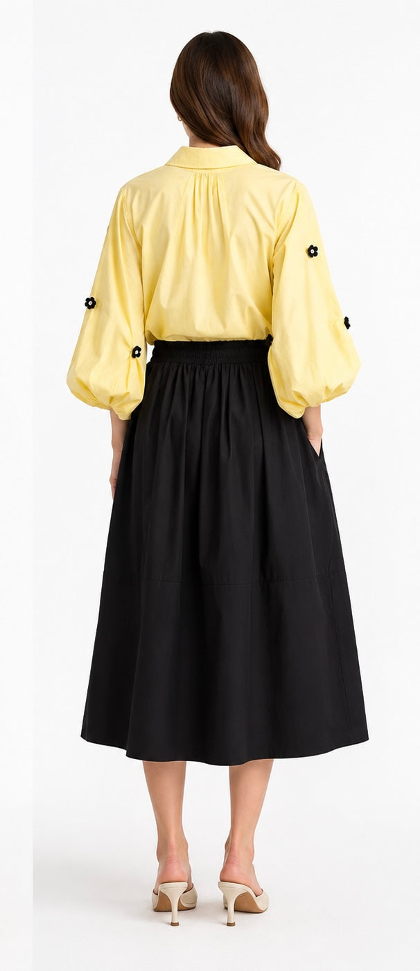 Classic Cotton Poplin Midi Skirt