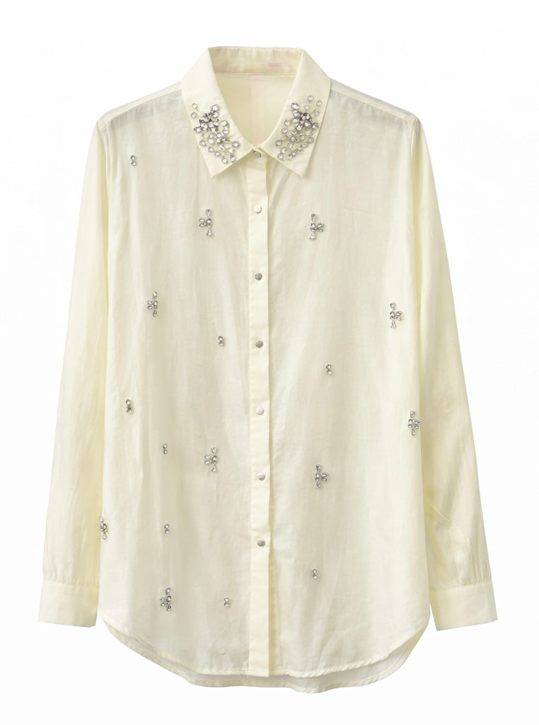 Embellished Collar Lightweight Sheer Shirt