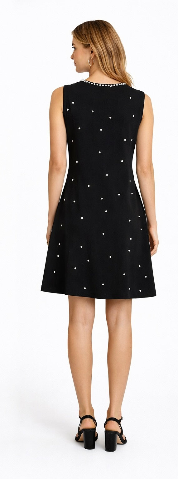 Pearl Detail Ivory A-Line Dress