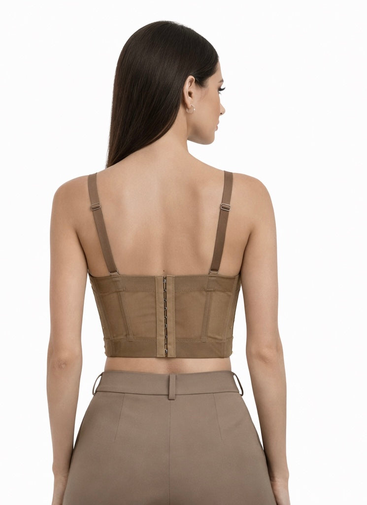 Gold Embellished Corset Top with Adjustable Straps