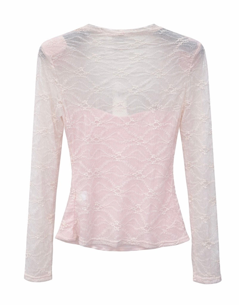 Lace Sweetheart Bustier Top - Yellow , Pink , White