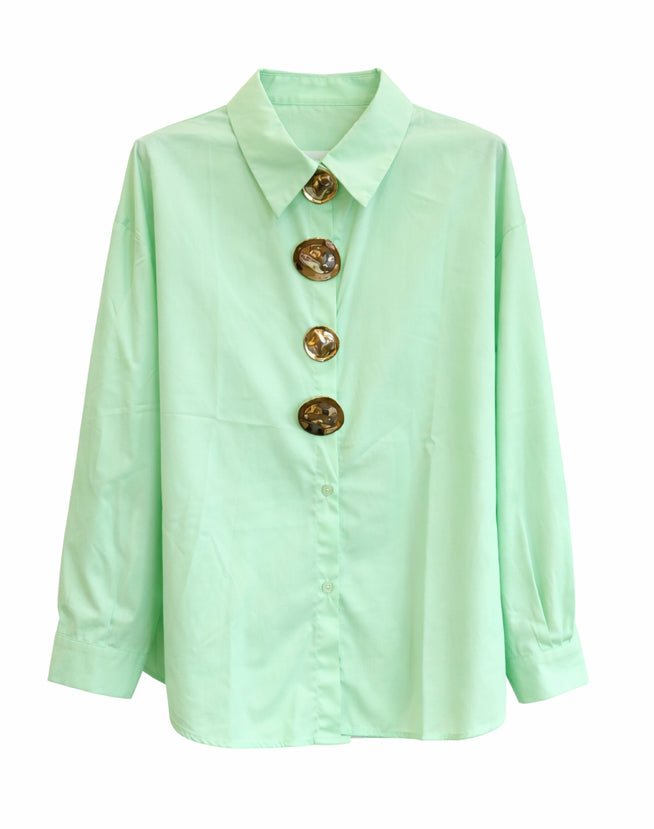 Button-Up Shirt with Gold Buttons