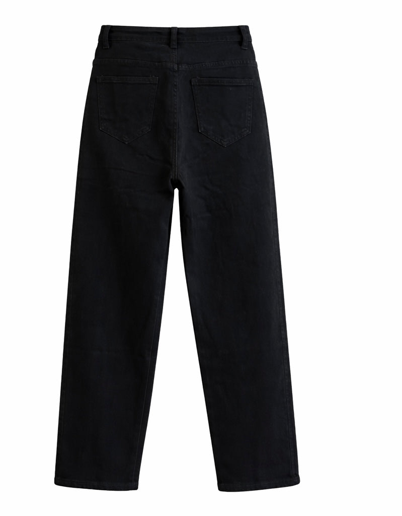 Black Denim Regular Fit With Silk Scarf
