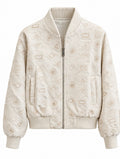 Geometric Embroidered Bomber Jacket