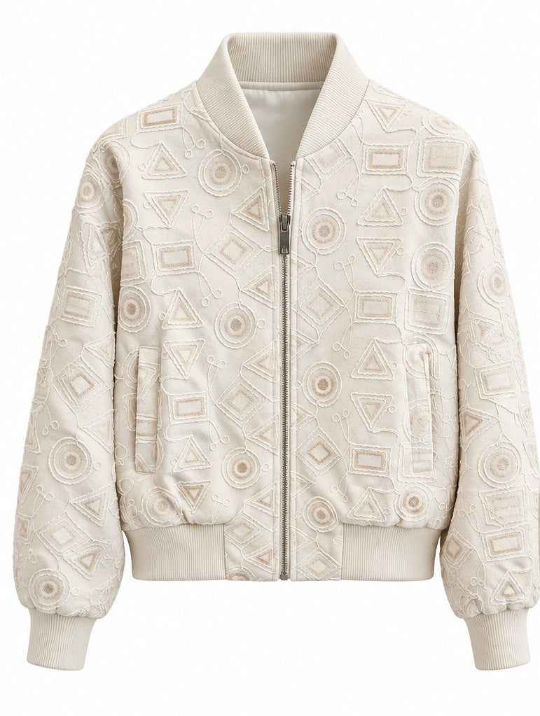 Geometric Embroidered Bomber Jacket