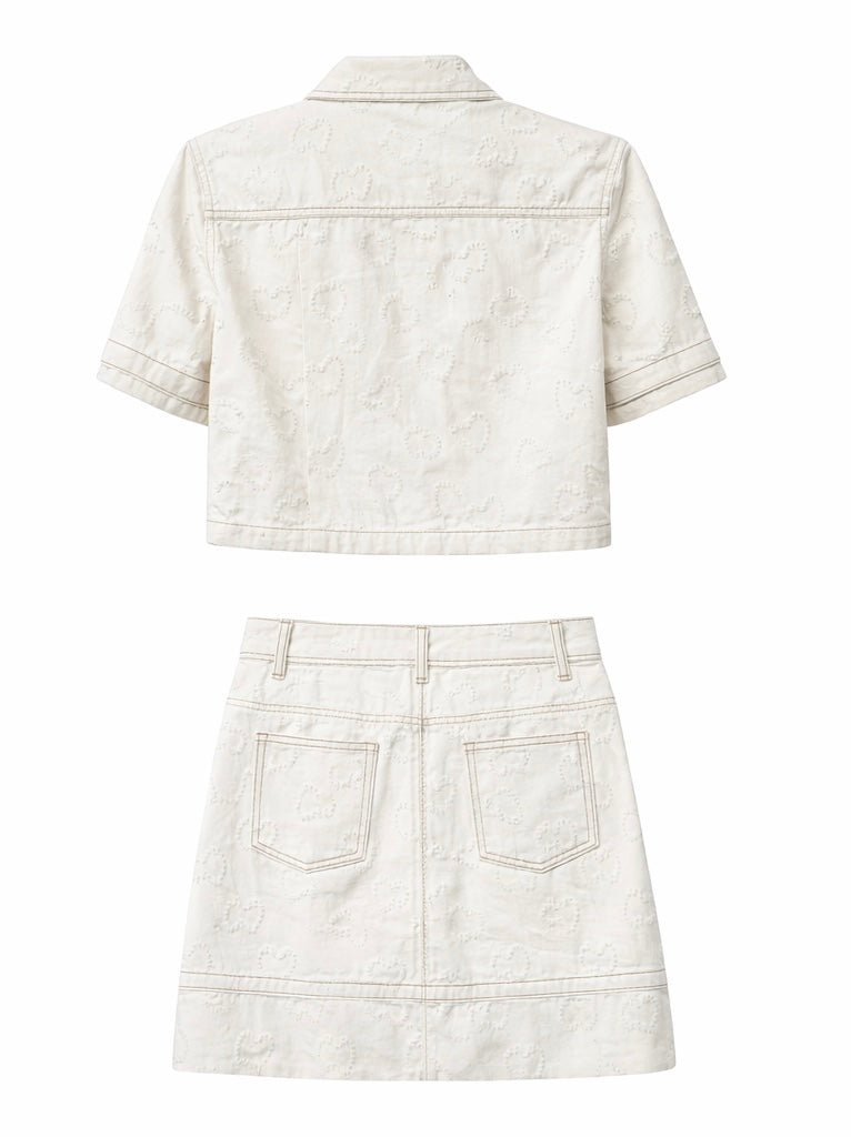 Chic Embroidered Denim Two-Piece Set
