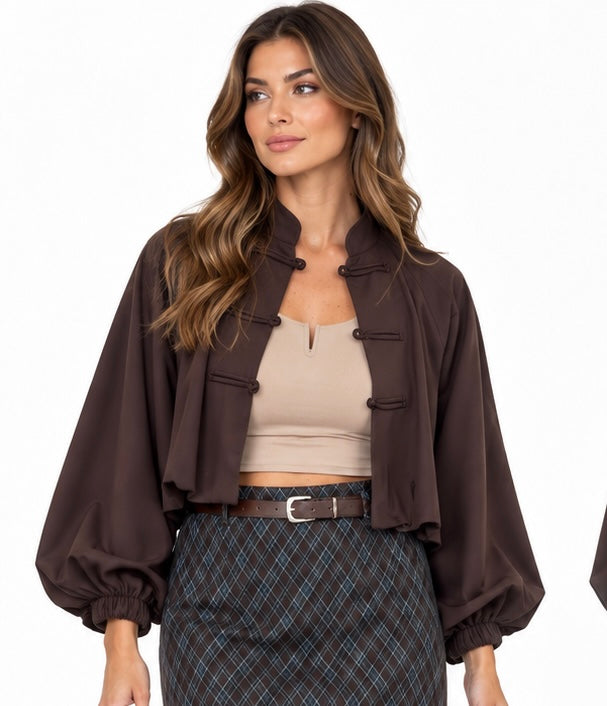 Chocolate Toggle Cropped Jacket