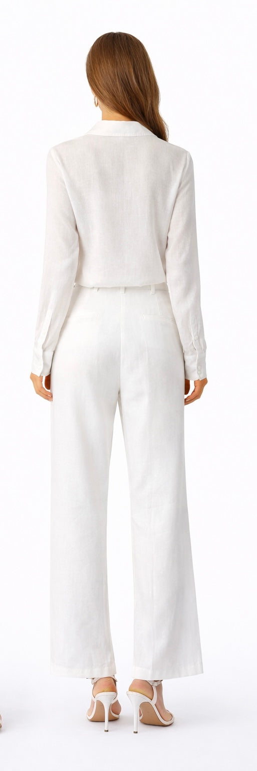 Linen Set With Flower - yellow , White