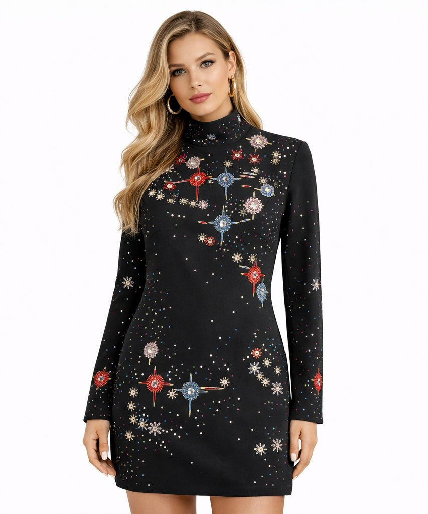 Galaxy Embroidered Statement Mini Dress