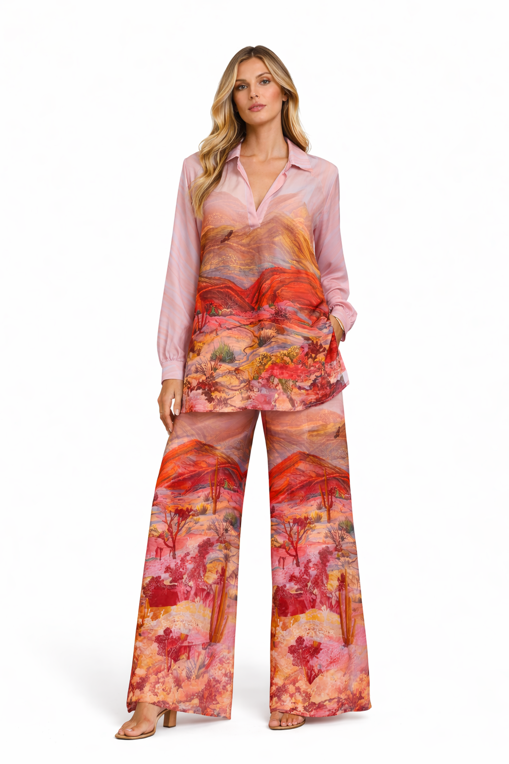 Matching Printed Silk Set