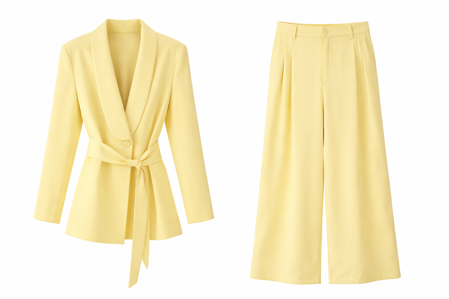 Chic Belted Blazer and Wide-Leg Pants Set