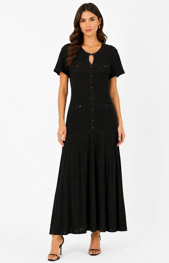 Summer Breeze Knit Maxi Dress ( Pink , black , beige )