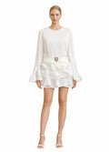 White Satin Ruffle Mini dress