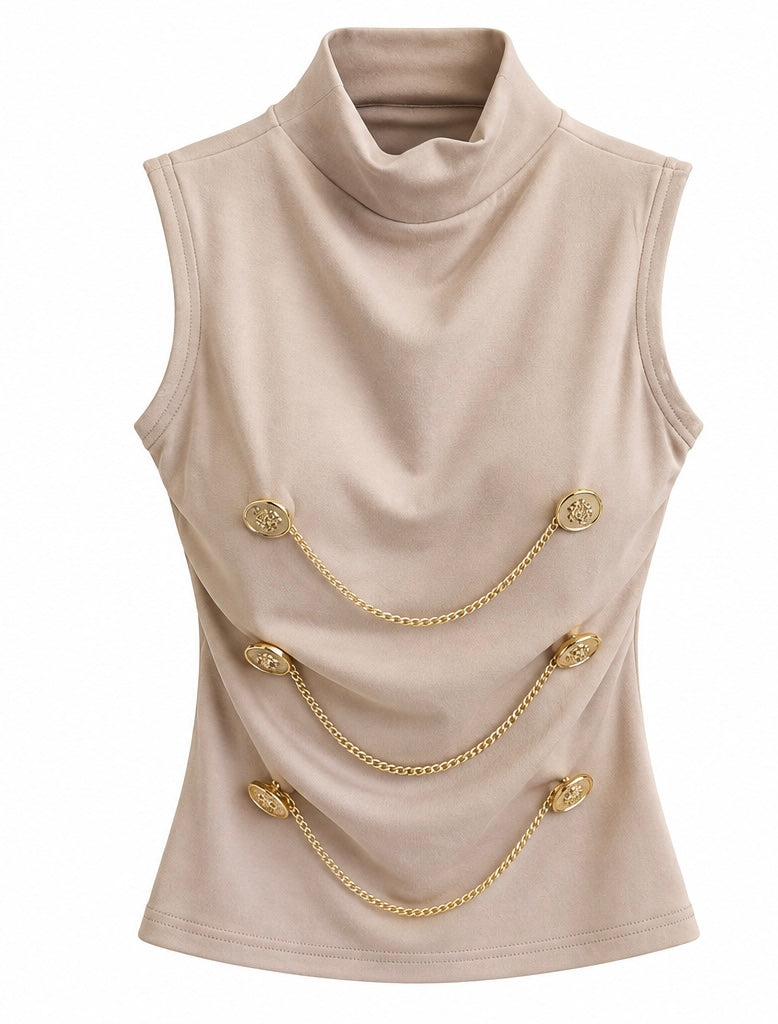 Chain Detail High-Neck Top