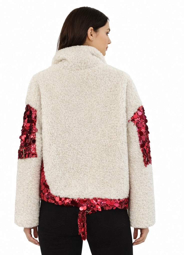 Star Sequin Sherpa Zip Jacket