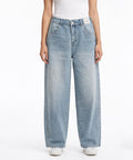 Light Wash Barrel-Leg Denim Jeans