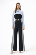 Wide-Leg Contrast Stripe Tailored Pants