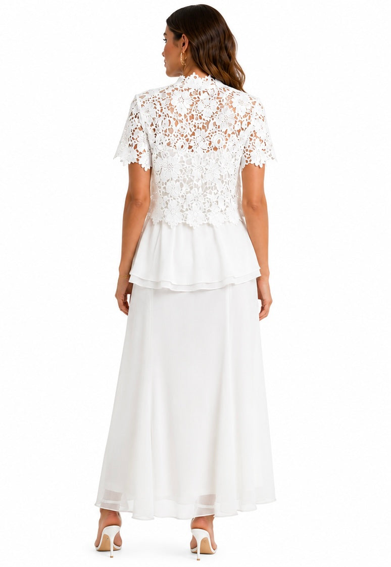 Floral Lace Maxi Set ( White , Black)