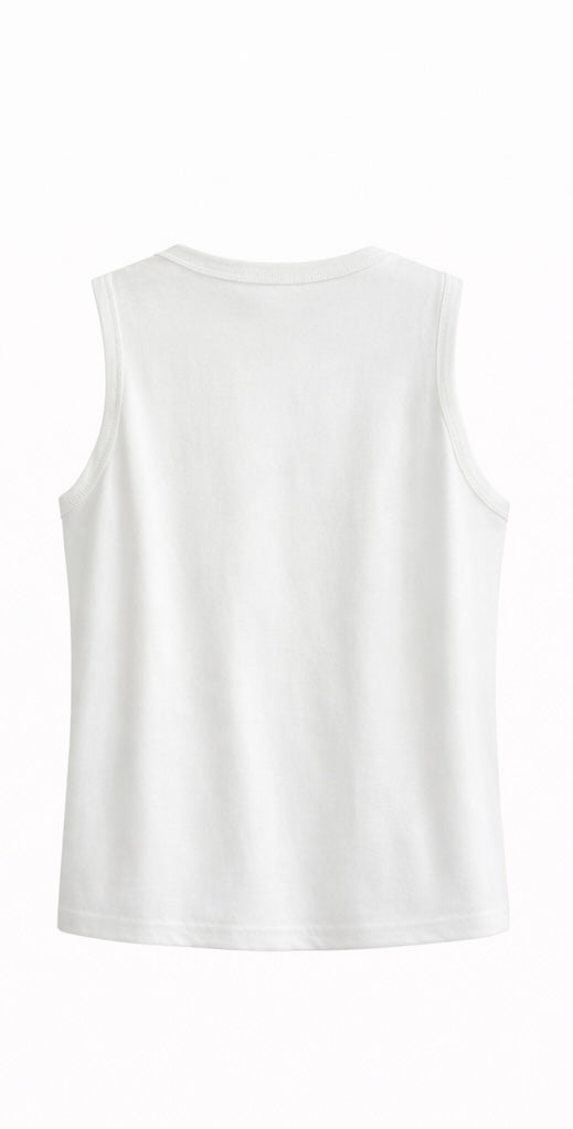 Black Sleeveless Gold Charm Tank Top - Black , White